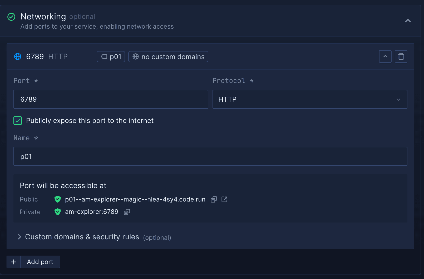 Northflank add network settings for Explorer